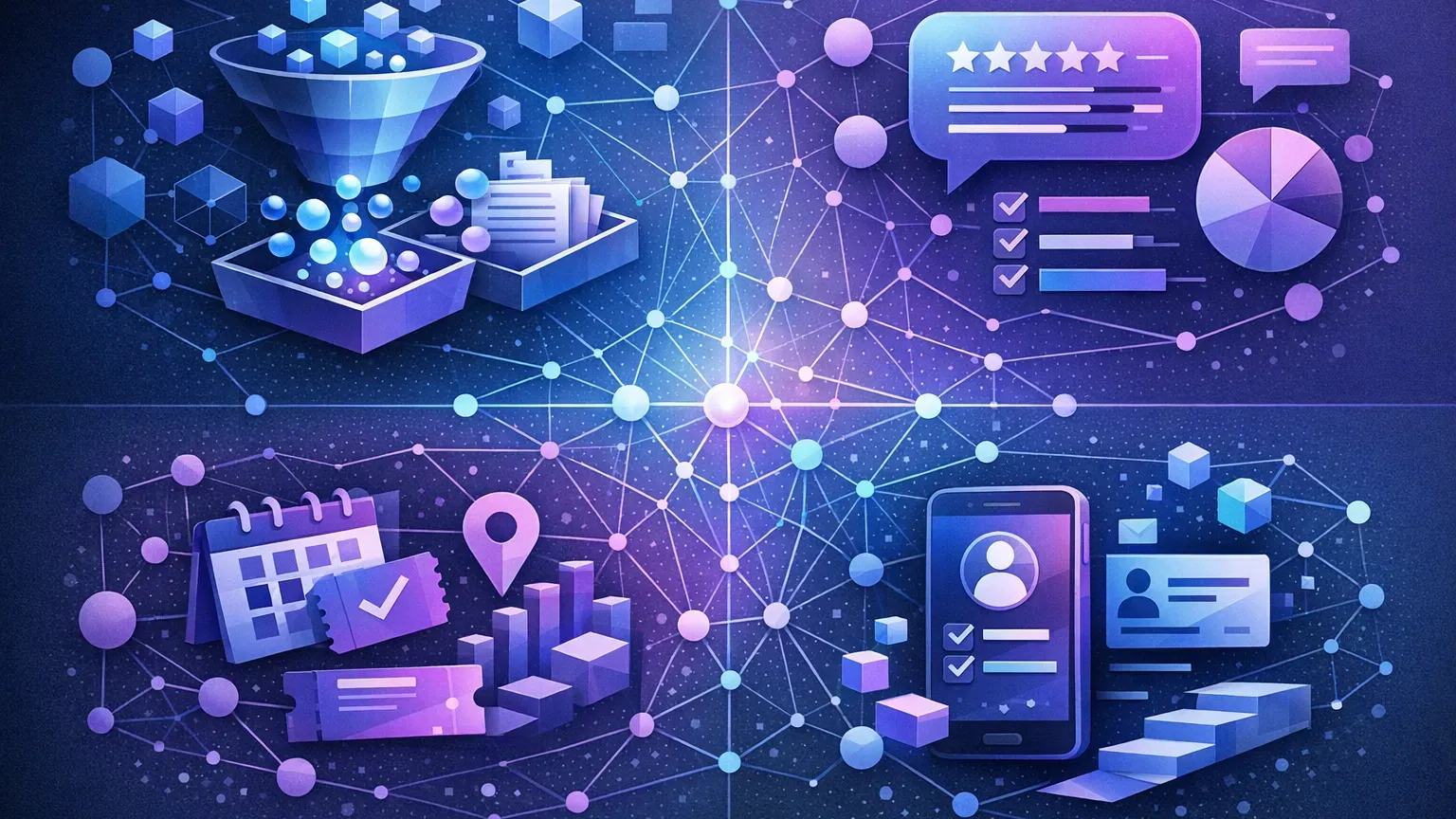 Business data flowing from AI conversations into structured dashboards