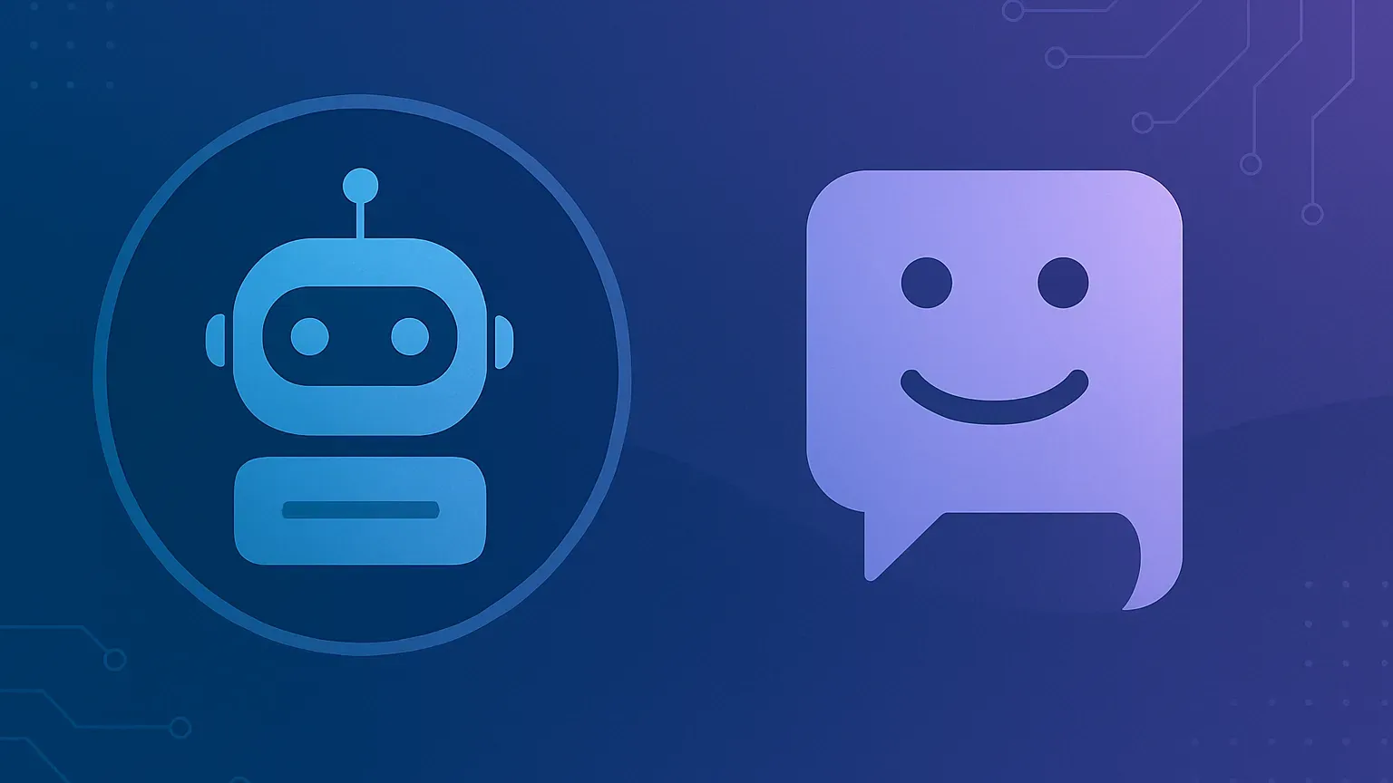Abstract geometric comparison of two AI chatbot platforms with blue and purple gradient
