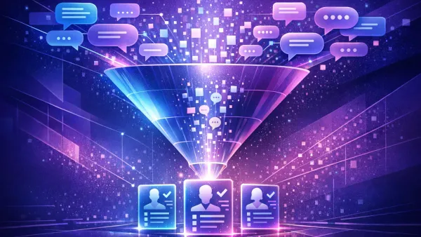 AI conversation interface qualifying a lead through natural dialogue instead of a static form