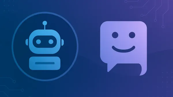 Abstract geometric comparison of two AI chatbot platforms with blue and purple gradient